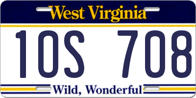 WV license plate 1OS708