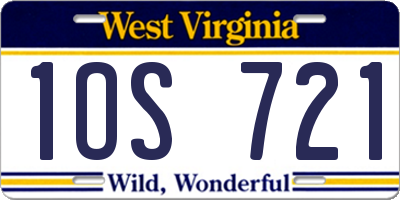 WV license plate 1OS721