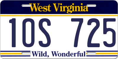 WV license plate 1OS725