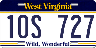 WV license plate 1OS727