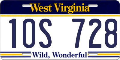 WV license plate 1OS728