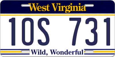 WV license plate 1OS731