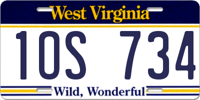 WV license plate 1OS734
