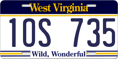 WV license plate 1OS735