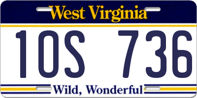 WV license plate 1OS736