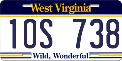 WV license plate 1OS738