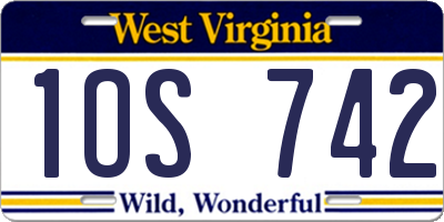 WV license plate 1OS742