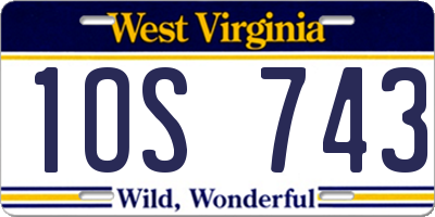 WV license plate 1OS743