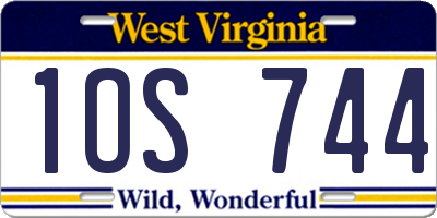 WV license plate 1OS744