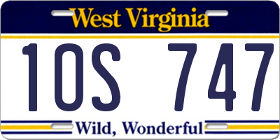 WV license plate 1OS747