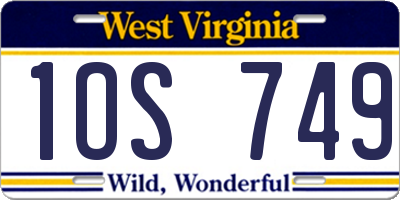 WV license plate 1OS749