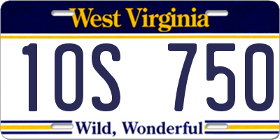 WV license plate 1OS750
