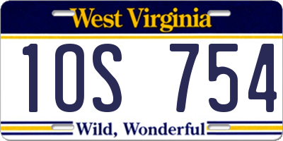 WV license plate 1OS754