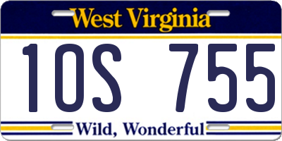 WV license plate 1OS755