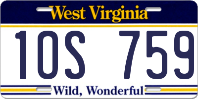 WV license plate 1OS759