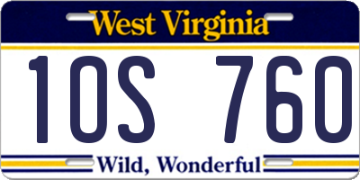 WV license plate 1OS760