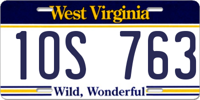 WV license plate 1OS763