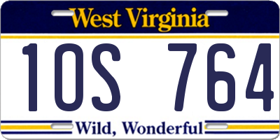 WV license plate 1OS764