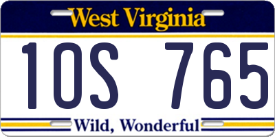 WV license plate 1OS765