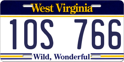 WV license plate 1OS766