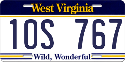 WV license plate 1OS767