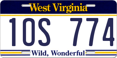 WV license plate 1OS774
