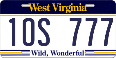WV license plate 1OS777