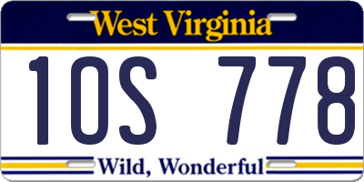 WV license plate 1OS778