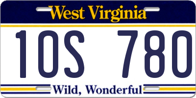 WV license plate 1OS780
