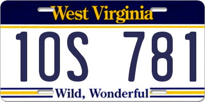 WV license plate 1OS781