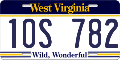 WV license plate 1OS782