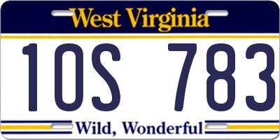 WV license plate 1OS783