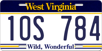 WV license plate 1OS784