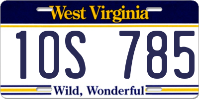 WV license plate 1OS785