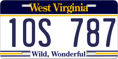WV license plate 1OS787