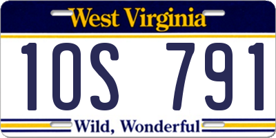 WV license plate 1OS791