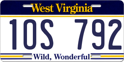 WV license plate 1OS792