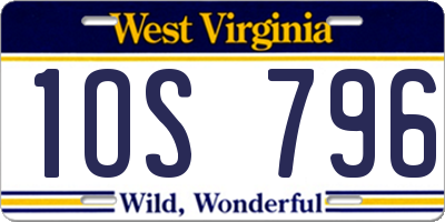 WV license plate 1OS796