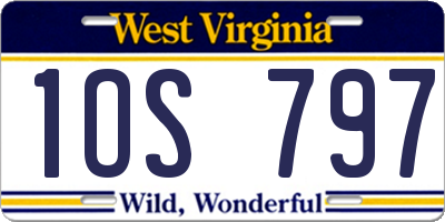 WV license plate 1OS797