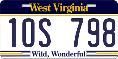 WV license plate 1OS798