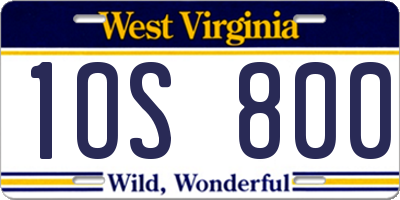 WV license plate 1OS800