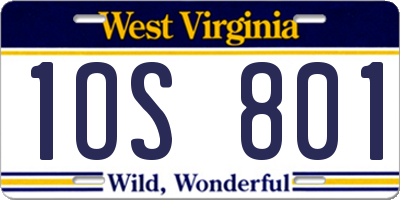 WV license plate 1OS801