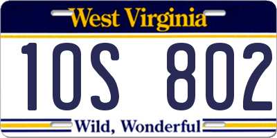 WV license plate 1OS802