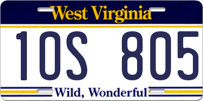 WV license plate 1OS805