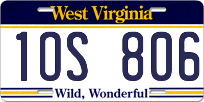 WV license plate 1OS806