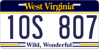 WV license plate 1OS807