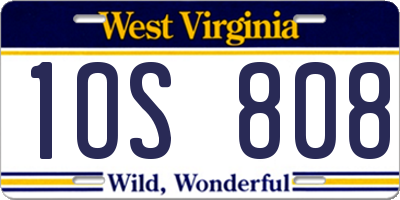 WV license plate 1OS808