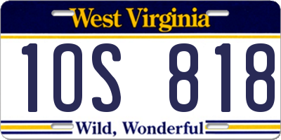 WV license plate 1OS818