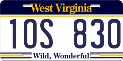 WV license plate 1OS830