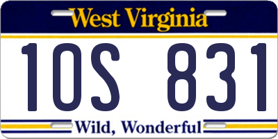 WV license plate 1OS831